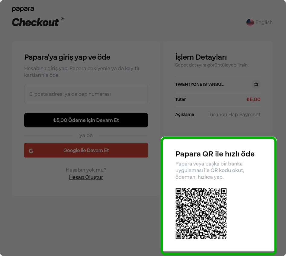 Papara QR Kodu
